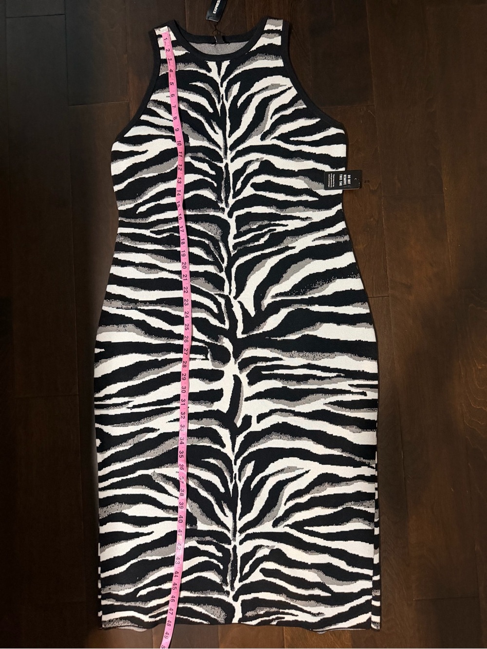 NWT- Express Black and White Zebra Print Midi Dress (Size XL) - Picture 4 of 6
